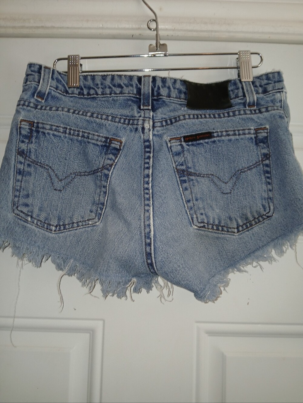 Vintage Harley Davidson Classic Cutoff Distressed Blue Wash Jeans Shorts SIze 4